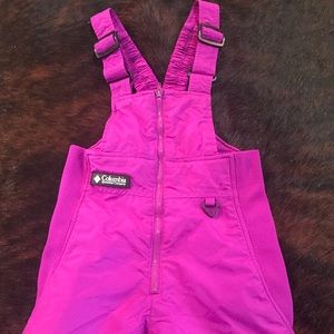Girls Magenta Columbia Ski Bib size: 6/7